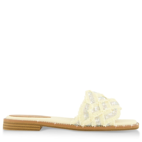 Cream and Silver Slide Frayed Sandals 🆕 - Picture 3 of 5